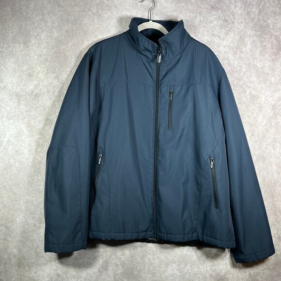 T Tech By‎ Tumi Jacket Mens XL Navy Quilted Full Zip Outdoor Lined Rain Outdoor - Picture 1 of 11